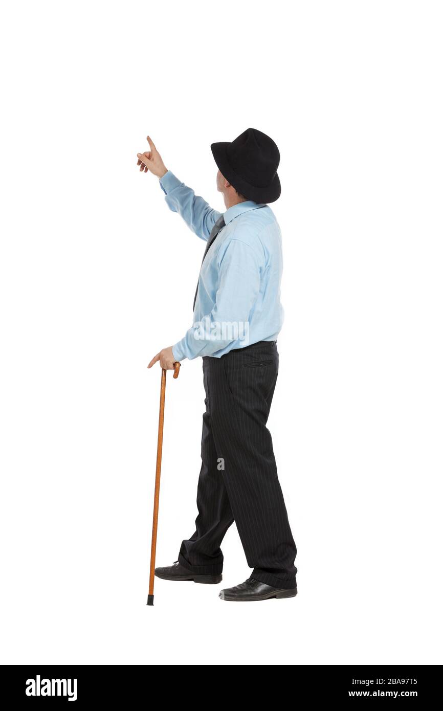 Portrait de l'homme avec chapeau, isolé sur fond blanc Banque D'Images