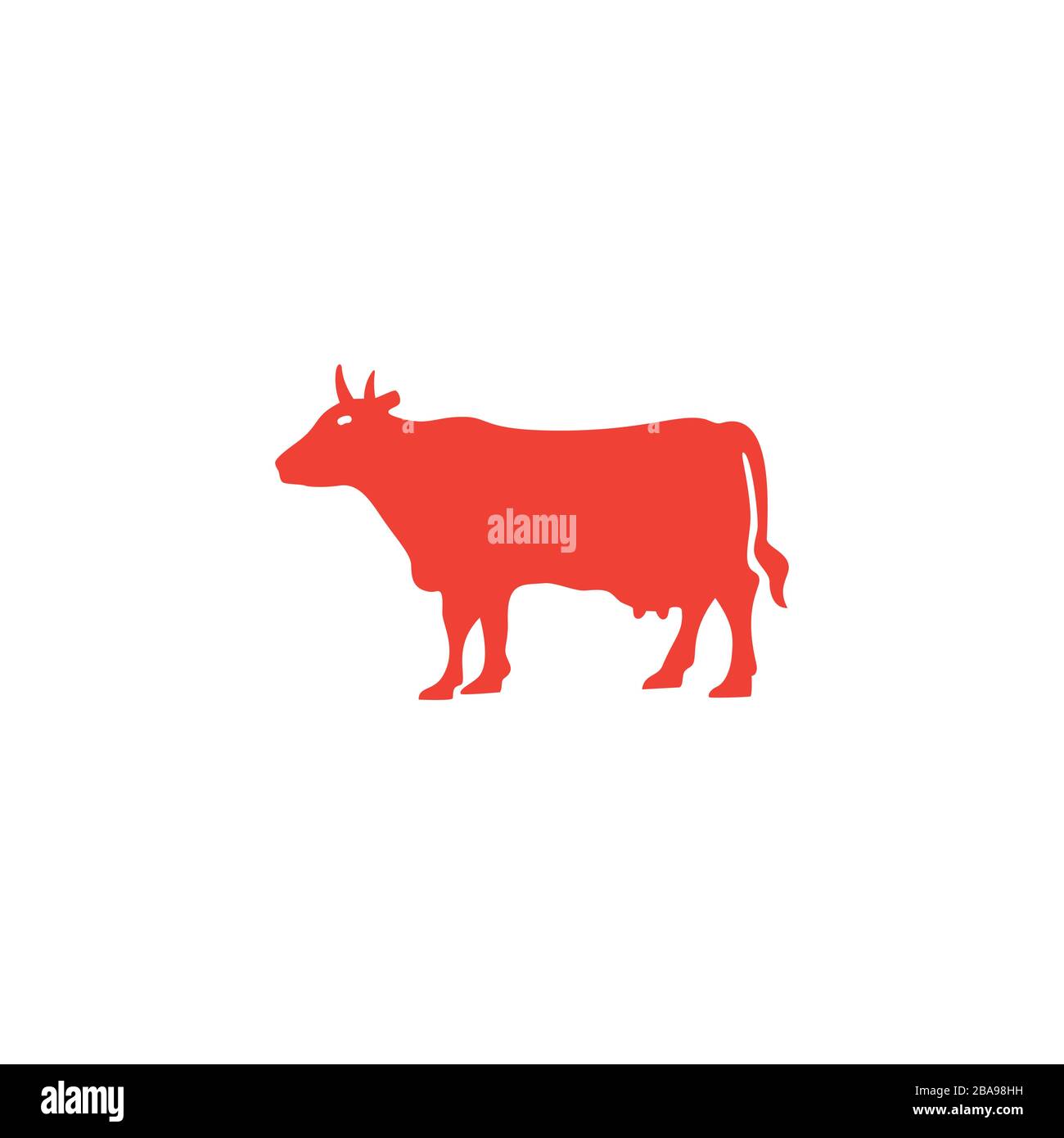 Icône Rouge Vache Sur Fond Blanc. Illustration Vectorielle De Style Plat Rouge. Illustration de Vecteur