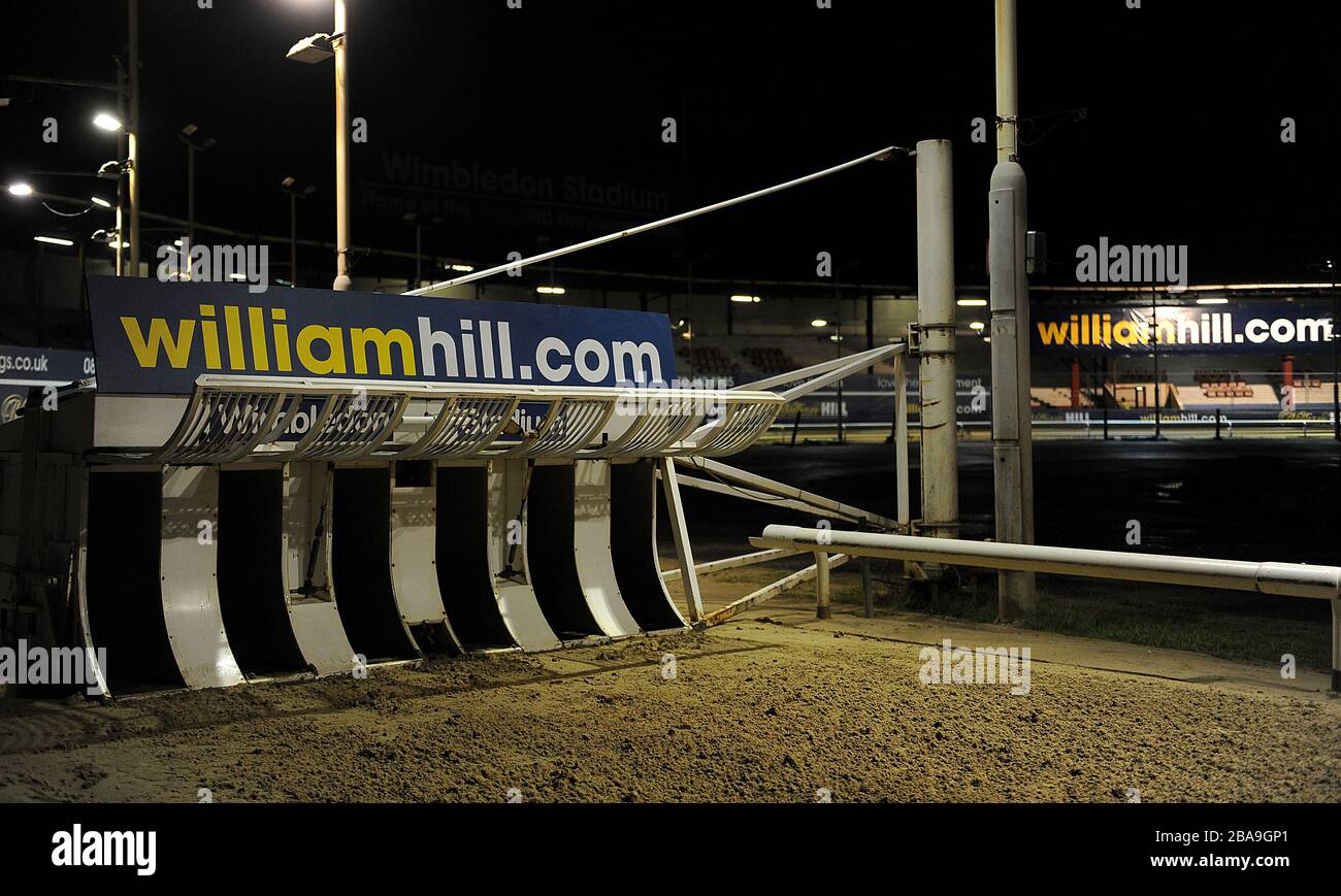 Vue générale de la marque William Hill au stade Greyhound de Wimbledon Banque D'Images