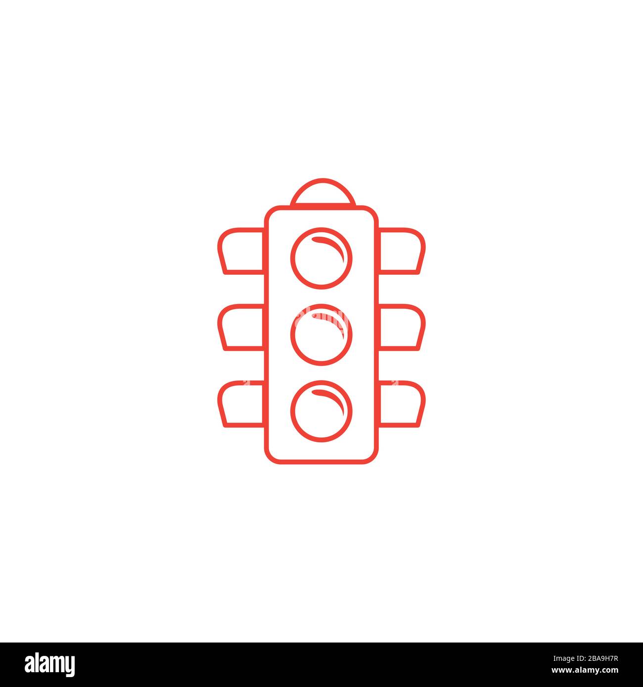L'icône de la ligne du signal de feux de circulation sur fond noir. Style plat noir illustration vectorielle. Illustration de Vecteur