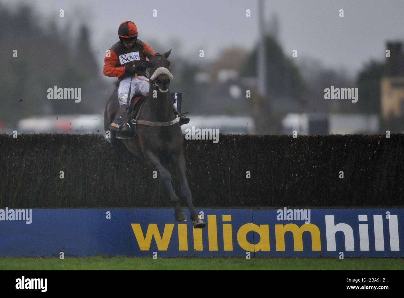 SAM Waley Cohen et long Run ont mis en évidence le dernier sur le chemin de gagner un spectaculaire William Hill King George VI Chase Banque D'Images