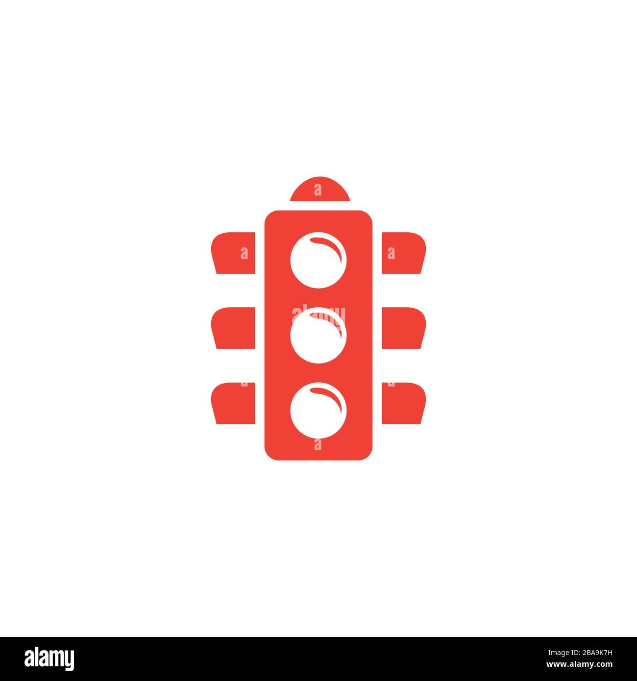 Signal Du Feu De Circulation Icône Rouge Sur Fond Blanc. Illustration Vectorielle De Style Plat Rouge. Illustration de Vecteur