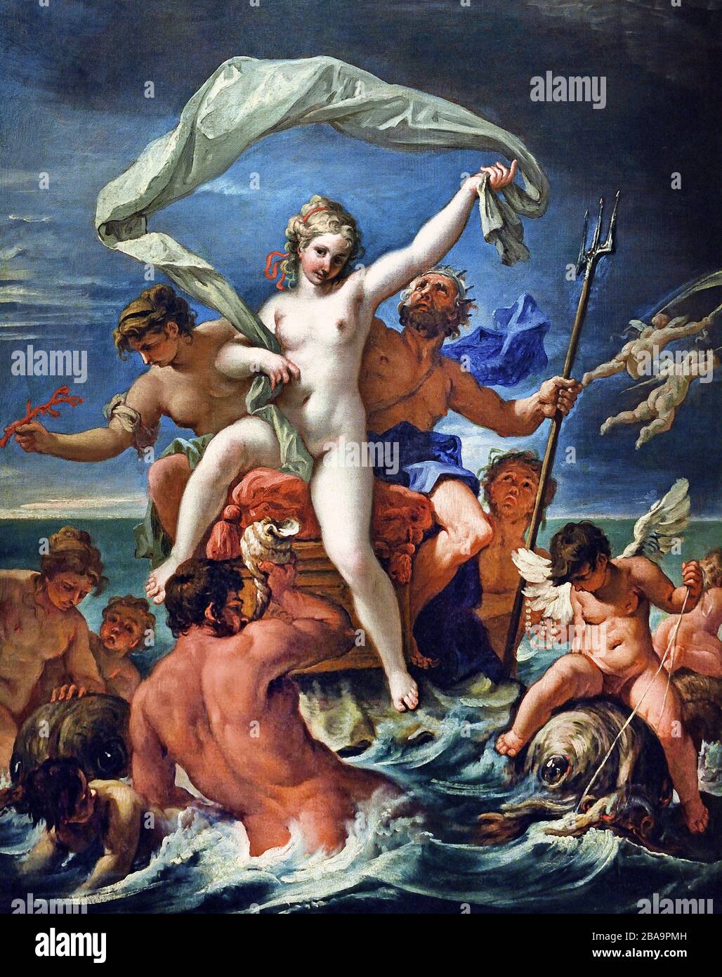 Neptune et Amphitrite 1691-1694 Sebastiano Ricci Anthony -Sebastiano Ricci Antoine 1659-1734 Italie italienne ( mariage de Neptune, dieu de la mer, et Bacchus, dieu du vin. ) Banque D'Images