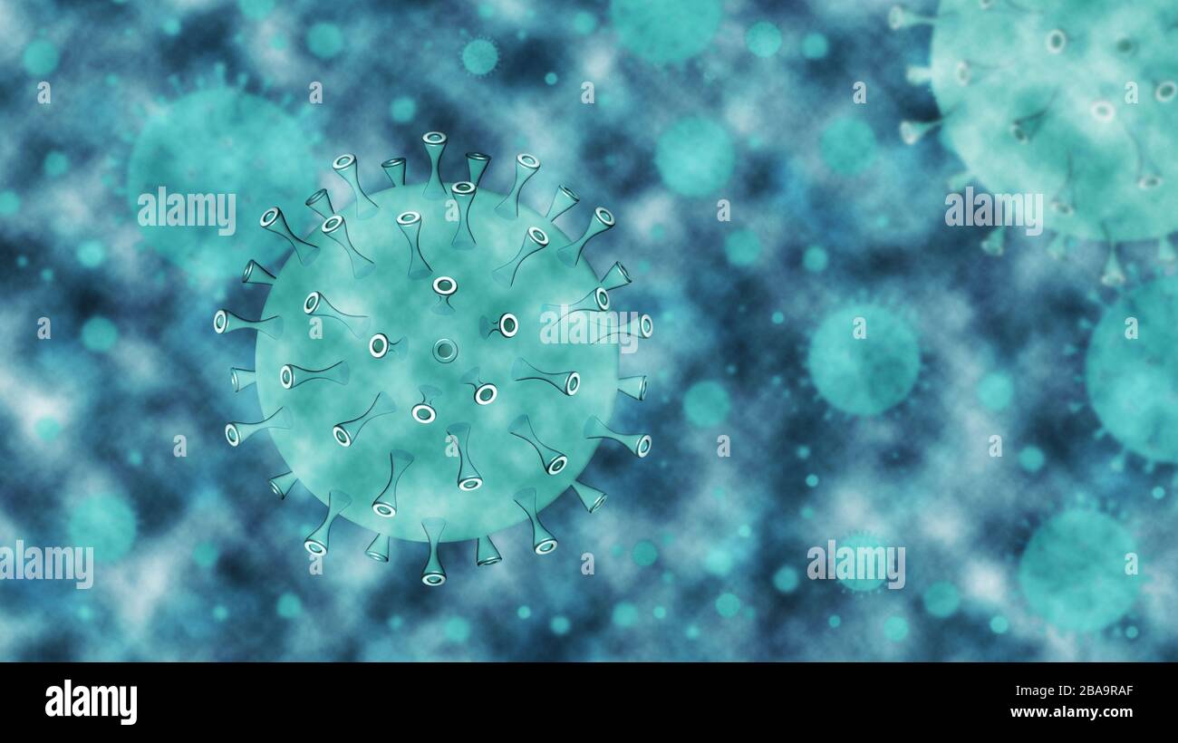 Roman Coronavirus 2019-nCov concept resposible pour l'épidémie de grippe asiatique et coronavirus la grippe comme cas dangereux de grippe comme une pandémie. Microsc Banque D'Images