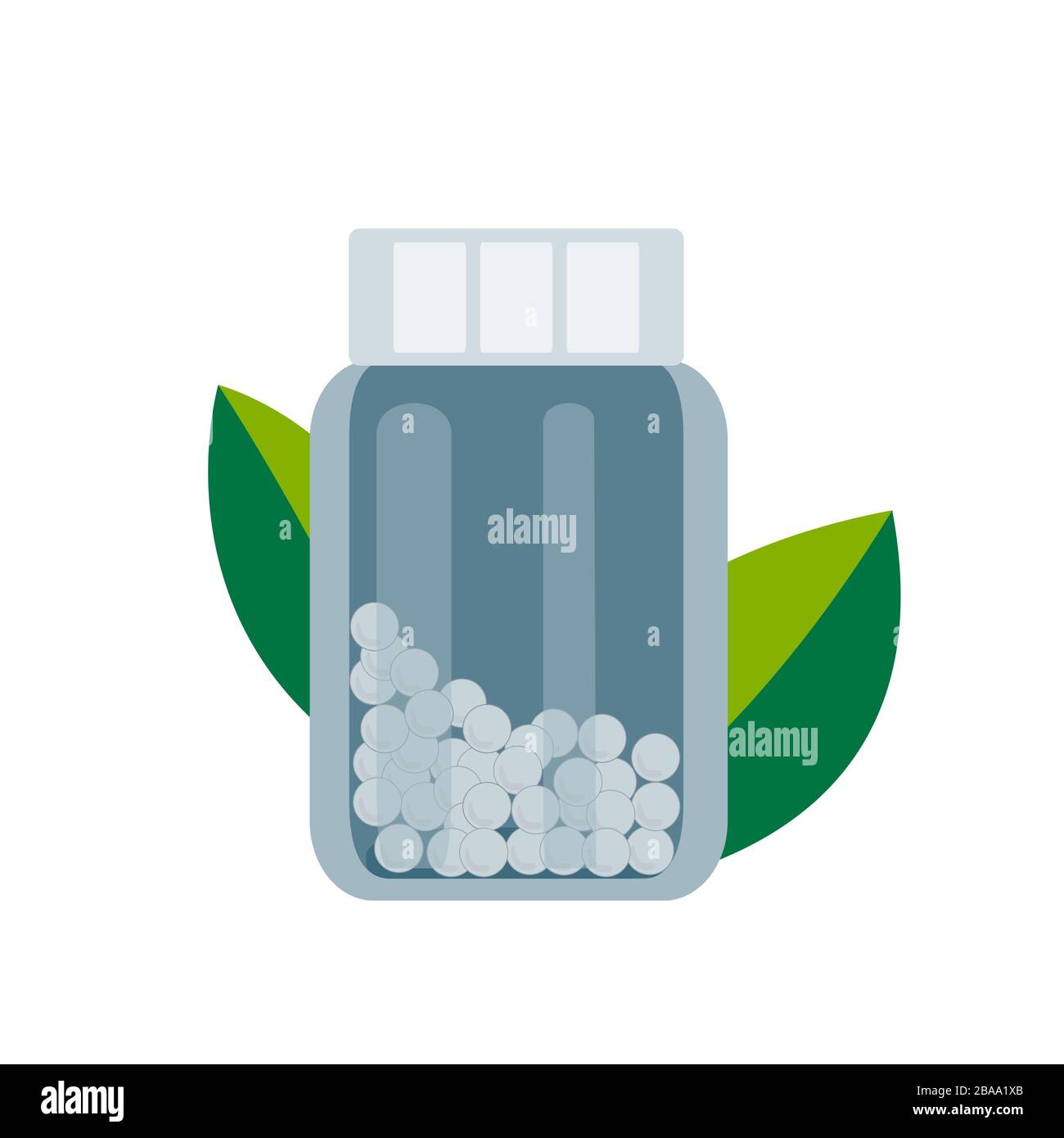 Bouteille avec granules goméophatiques. Pilules homéopathiques et fines herbes, illustration vectorielle Illustration de Vecteur