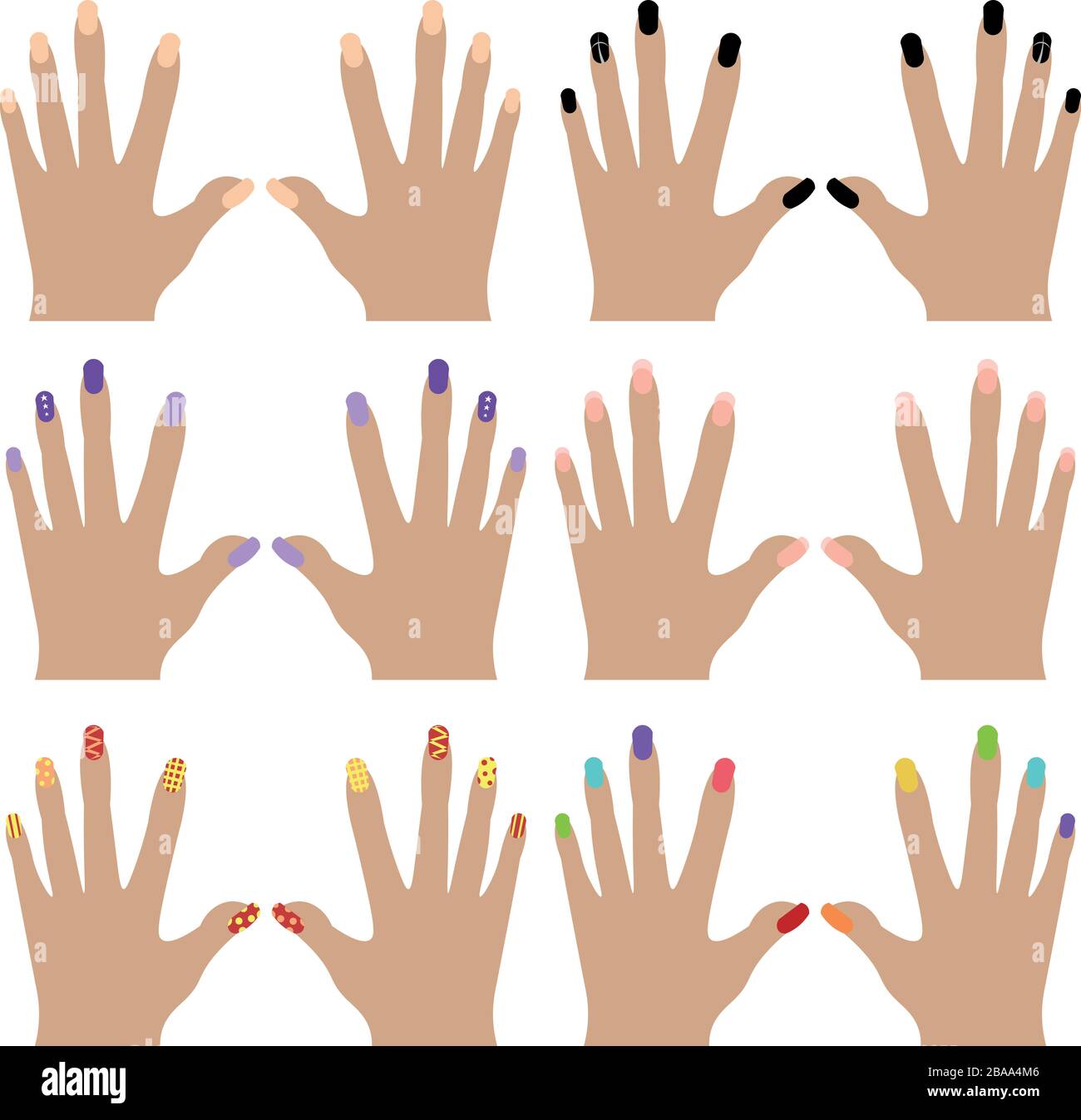 Ensemble de manucure. Clous peints. Design pour un salon de beauté, magasin professionnel. Illustration de Vecteur