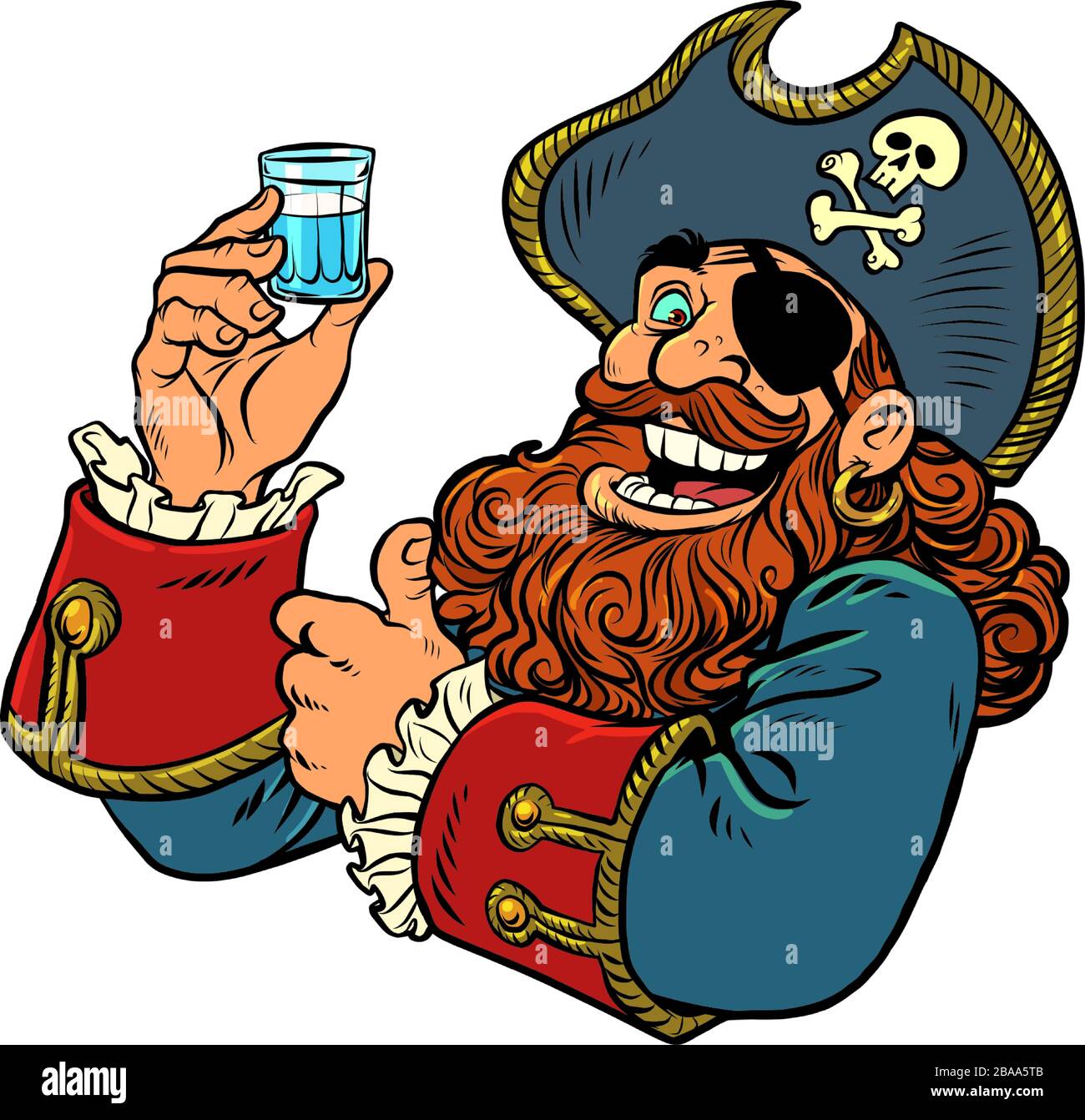 pirate drôle personnage un coup de vodka Illustration de Vecteur