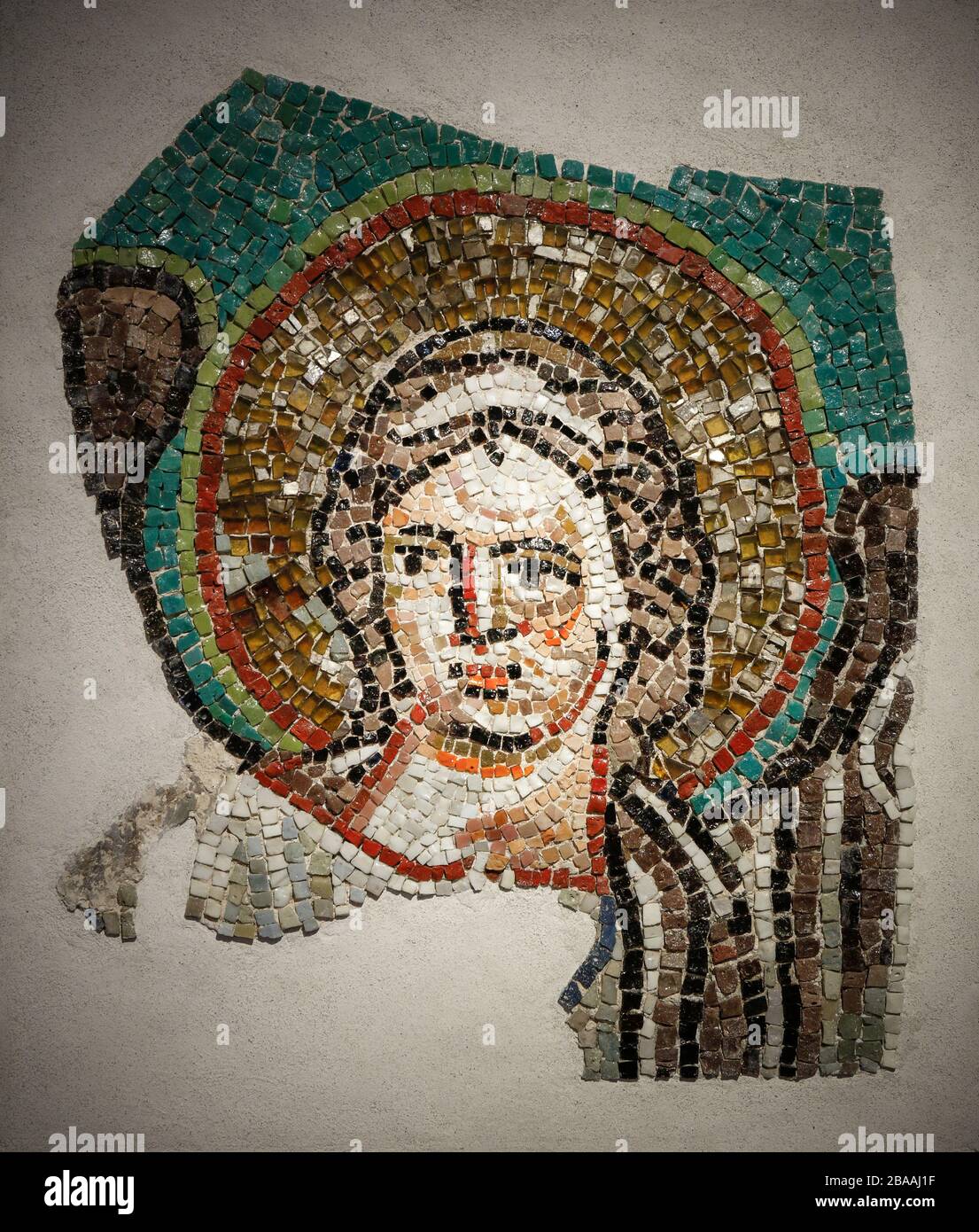 Italie - Emilie Romagne - Ravenne - Musée national - fragment de mosaïque de San vitale. Ange Banque D'Images