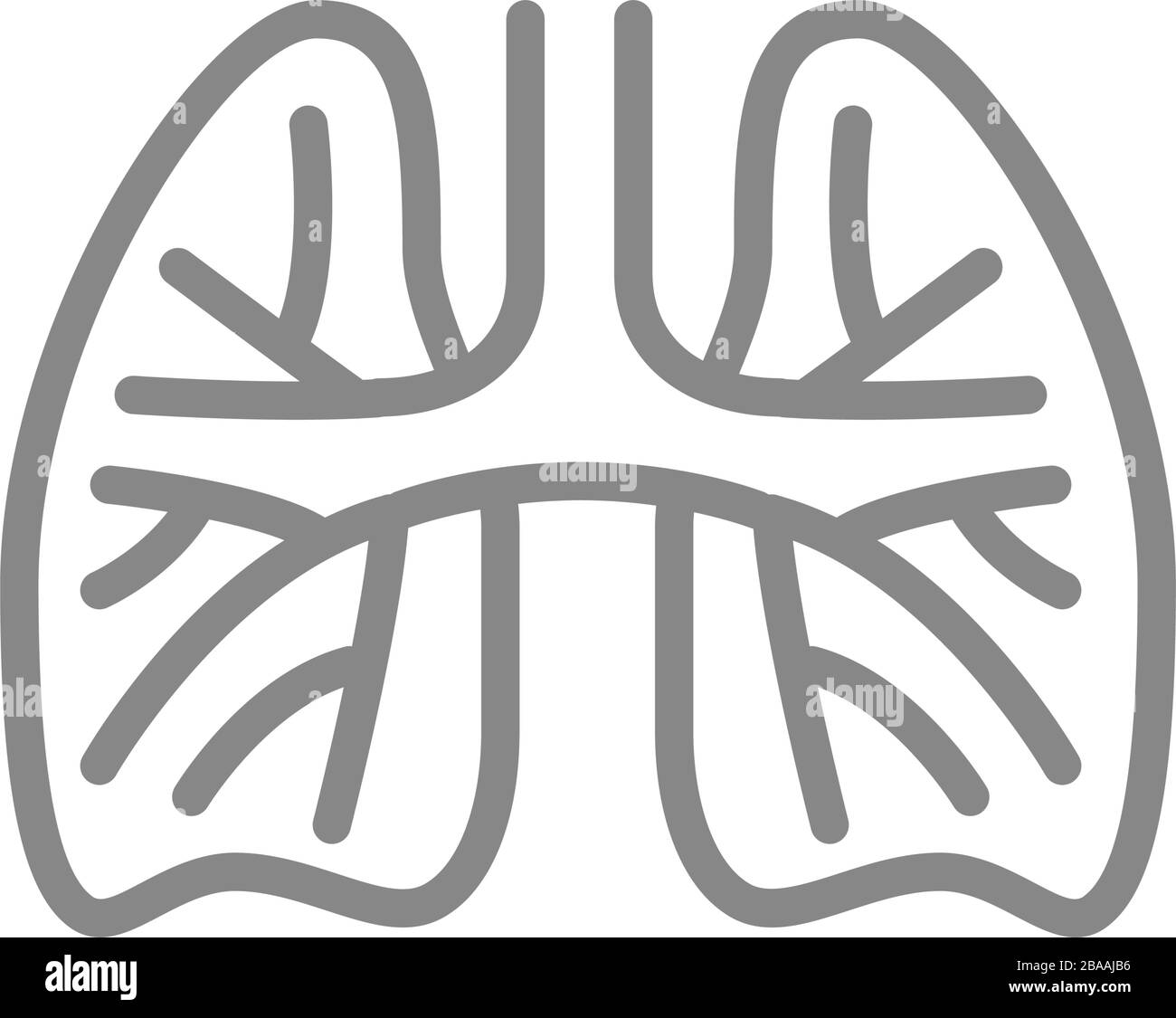 Poumons avec icône de ligne des vaisseaux pulmonaires. Embolie pulmonaire, symbole d'hypertension artérielle Illustration de Vecteur