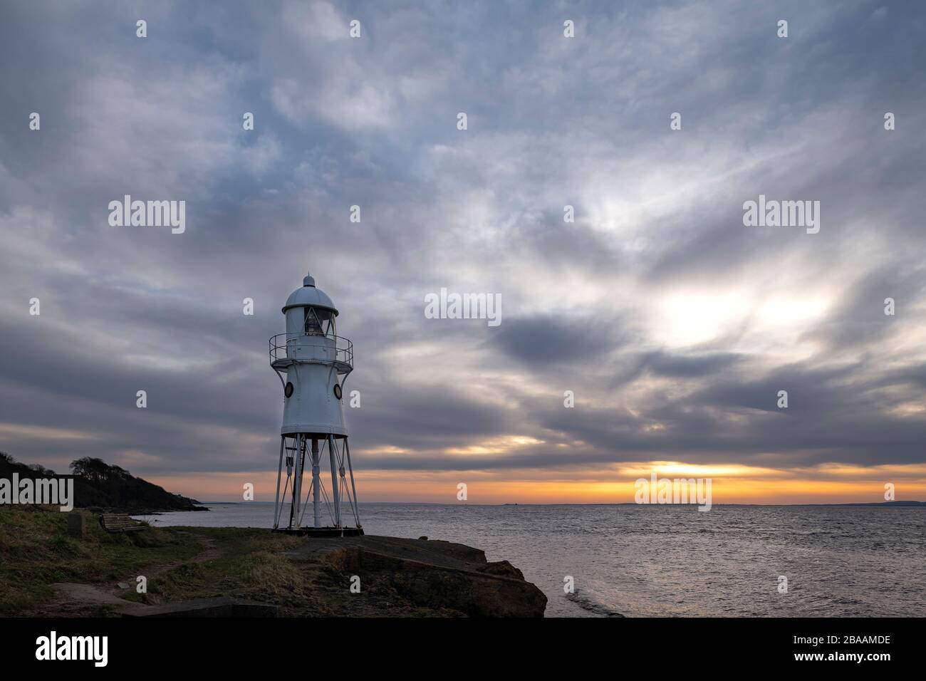 Phare de Black Nore à Portishead, Bristol. Banque D'Images