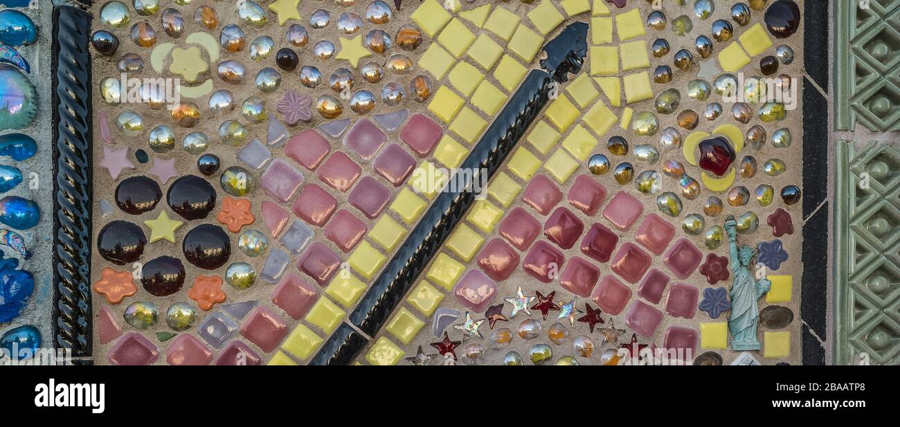 Mosaïques aux formes carrées et étoiles Banque D'Images