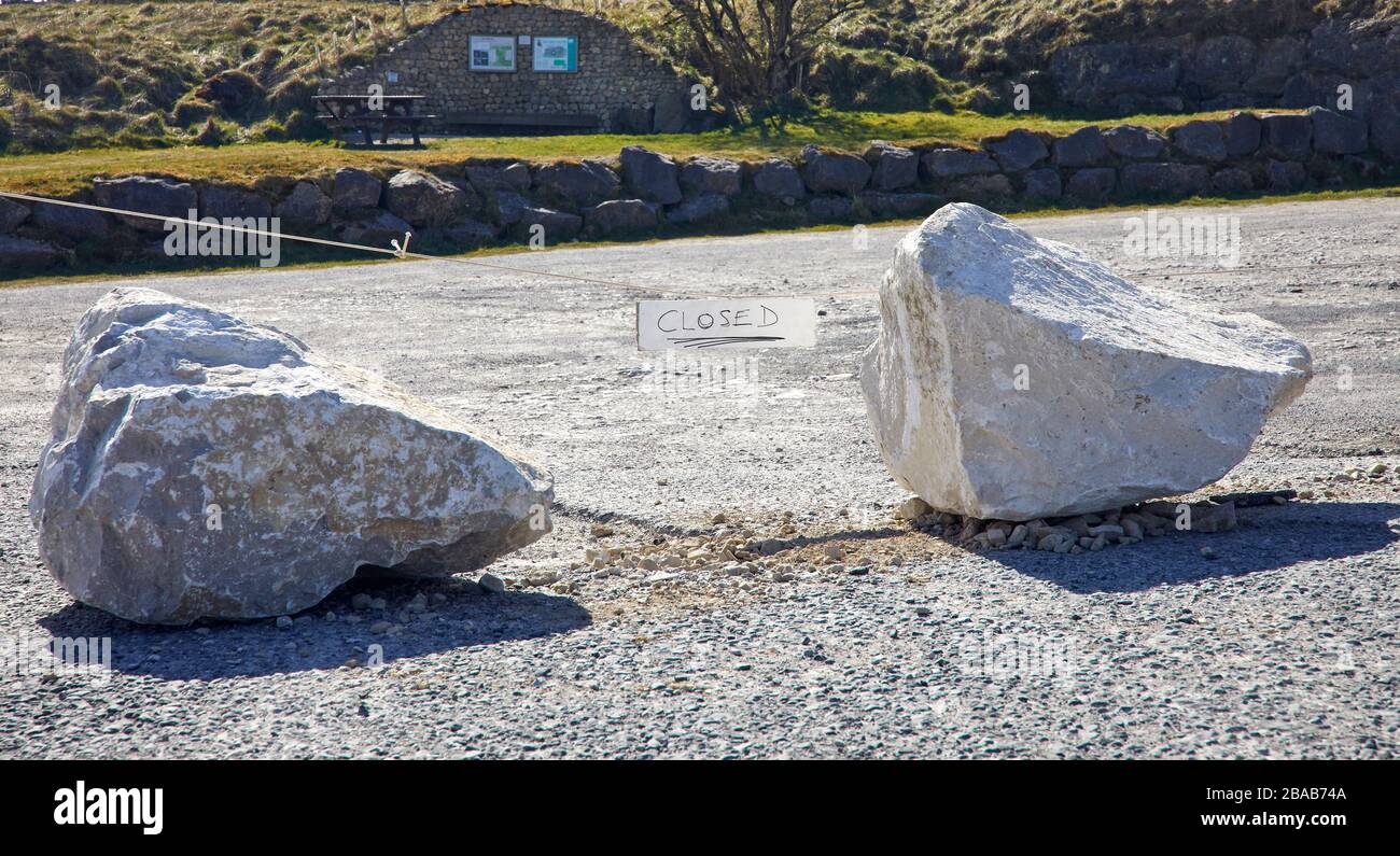 Le point de vue de Cold Stones Cut à Greenhow Hill à Nidworth, fermé en raison de l'écluse de Coronavirus 26/03/20 Banque D'Images