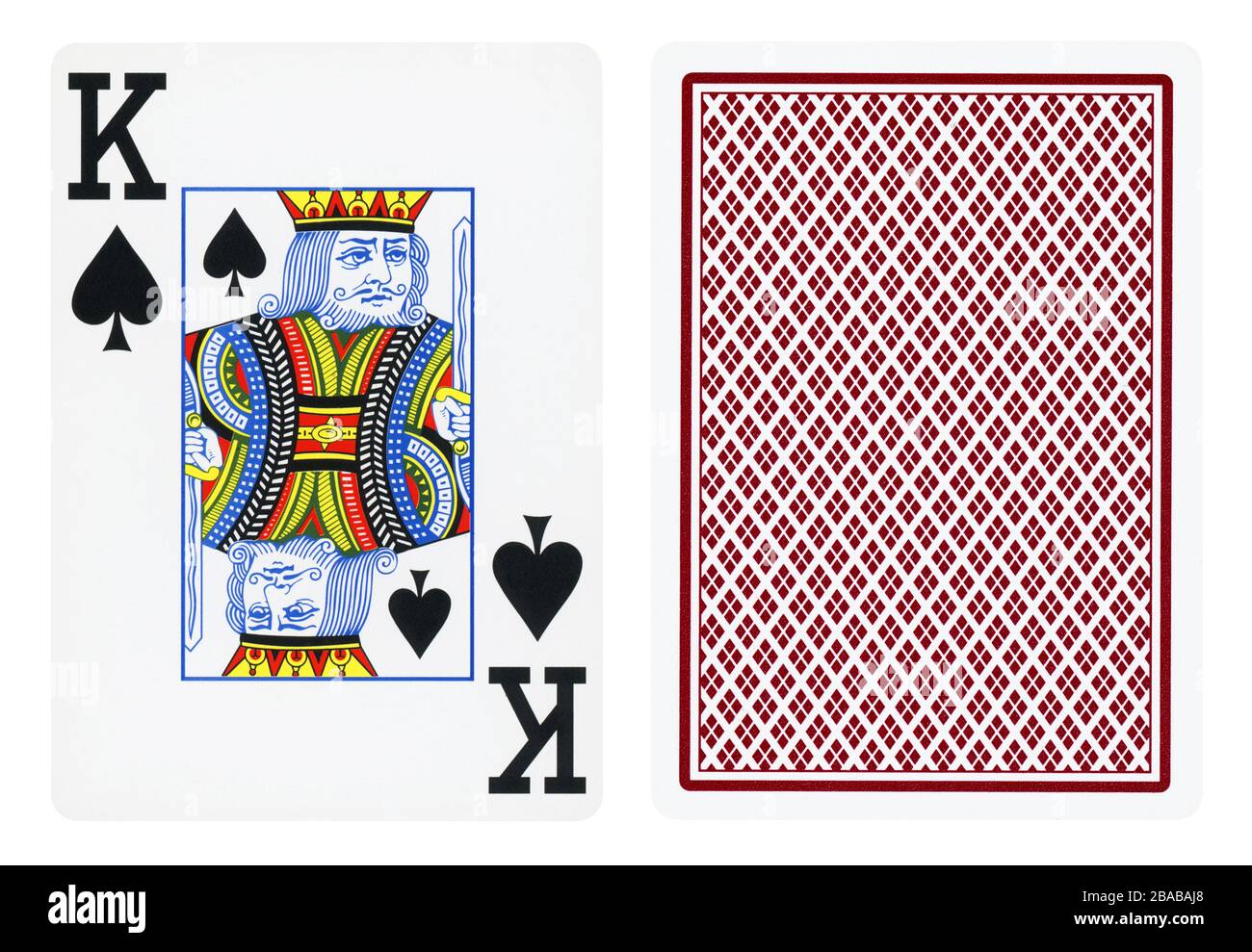 Carte à jouer King of Spades Vintage - isolée sur blanc Banque D'Images