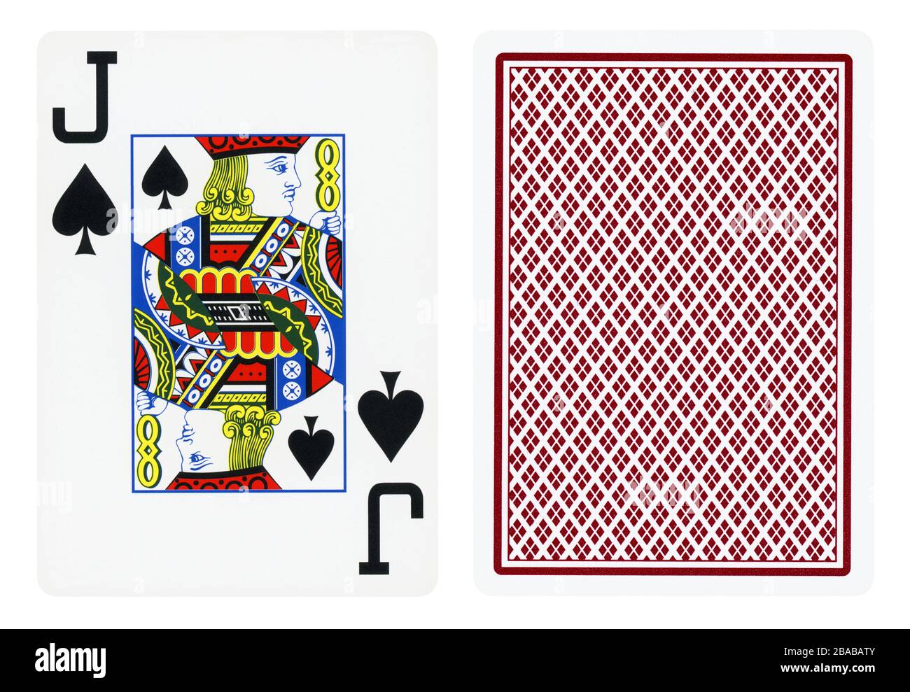 Jack of Spades carte à jouer Vintage - isolé sur blanc Banque D'Images