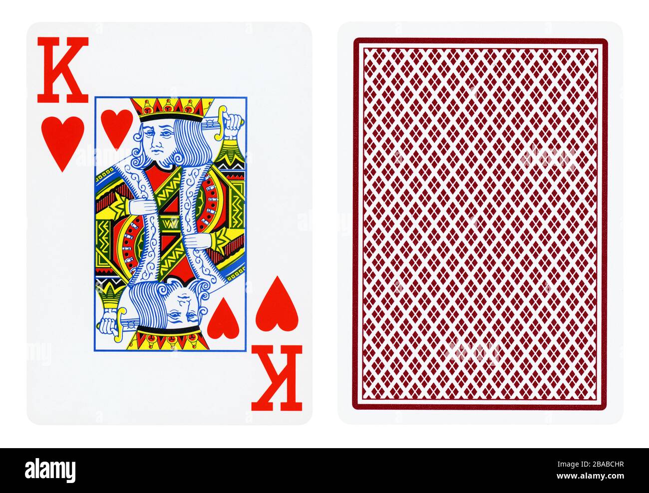 Carte à jouer King of Hearts Vintage isolée sur blanc Banque D'Images
