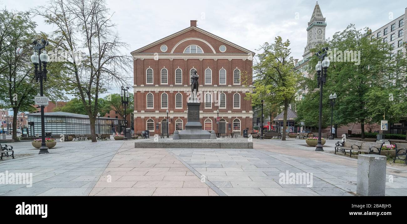 Statue sur la place de la ville, Boston, Massachusetts, États-Unis Banque D'Images