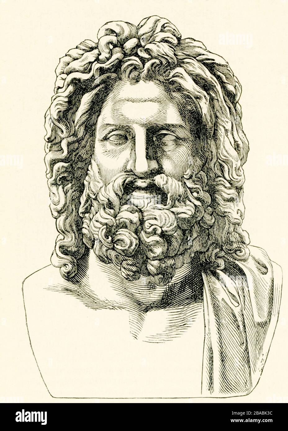 Le Zeus d'Otricoli, un ancien buste romain trouvé à Otricoli en 1775 pendant l'excavation financée par le Pape Pie VI Il est exposé dans la Sala Rotonda du musée du Vatican Pio-Clementine. Zeus est le dieu du ciel, la foudre et le tonnerre dans la religion et le mythe de la Grèce antique, et le roi des dieux sur le Mont Olympe. Banque D'Images