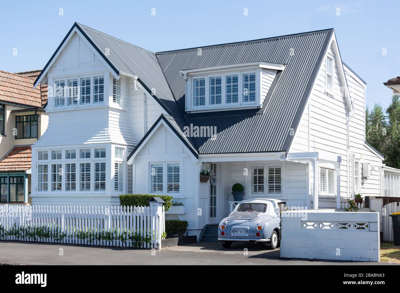 Grande maison en bord de mer, Devonport, Auckland, Nouvelle-Zélande Banque D'Images