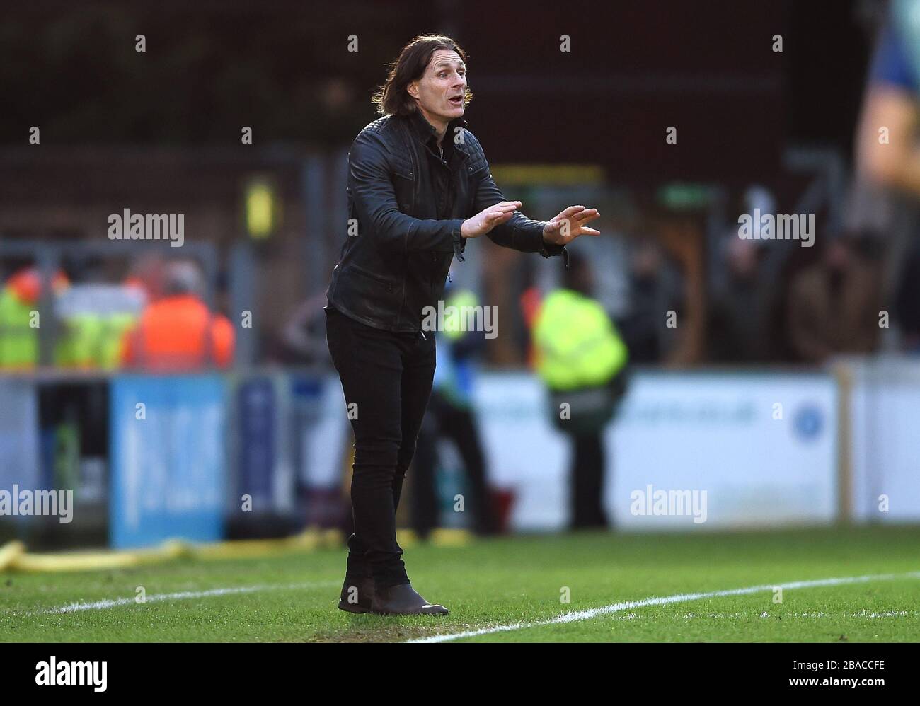 Gareth Ainsworth, responsable de Wycombe Wanderers, sur l'écran tactile Banque D'Images