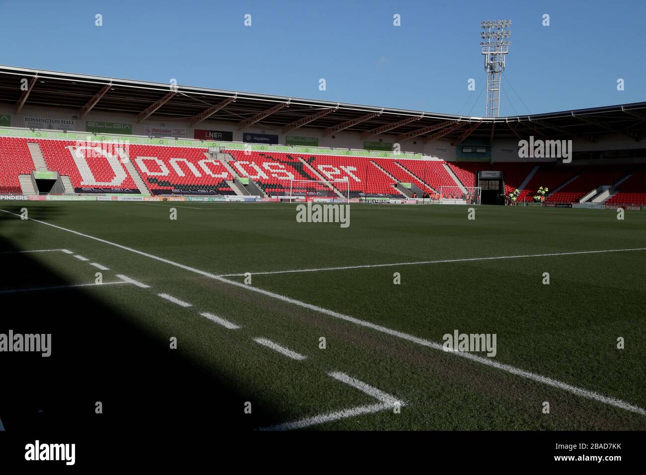 Vue générale sur le stade Doncaster Rovers Keepmoat Banque D'Images