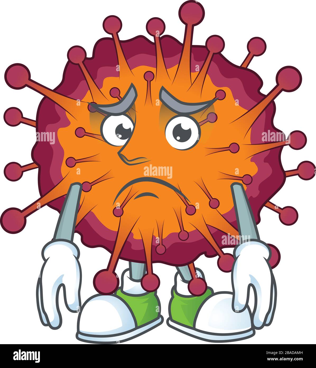 Style mascotte syndrome de COVID19 avec visage inquiet Illustration de Vecteur