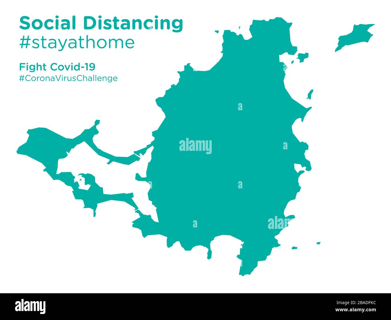 Carte de Saint Martin avec étiquette de stayathome de distance sociale Illustration de Vecteur