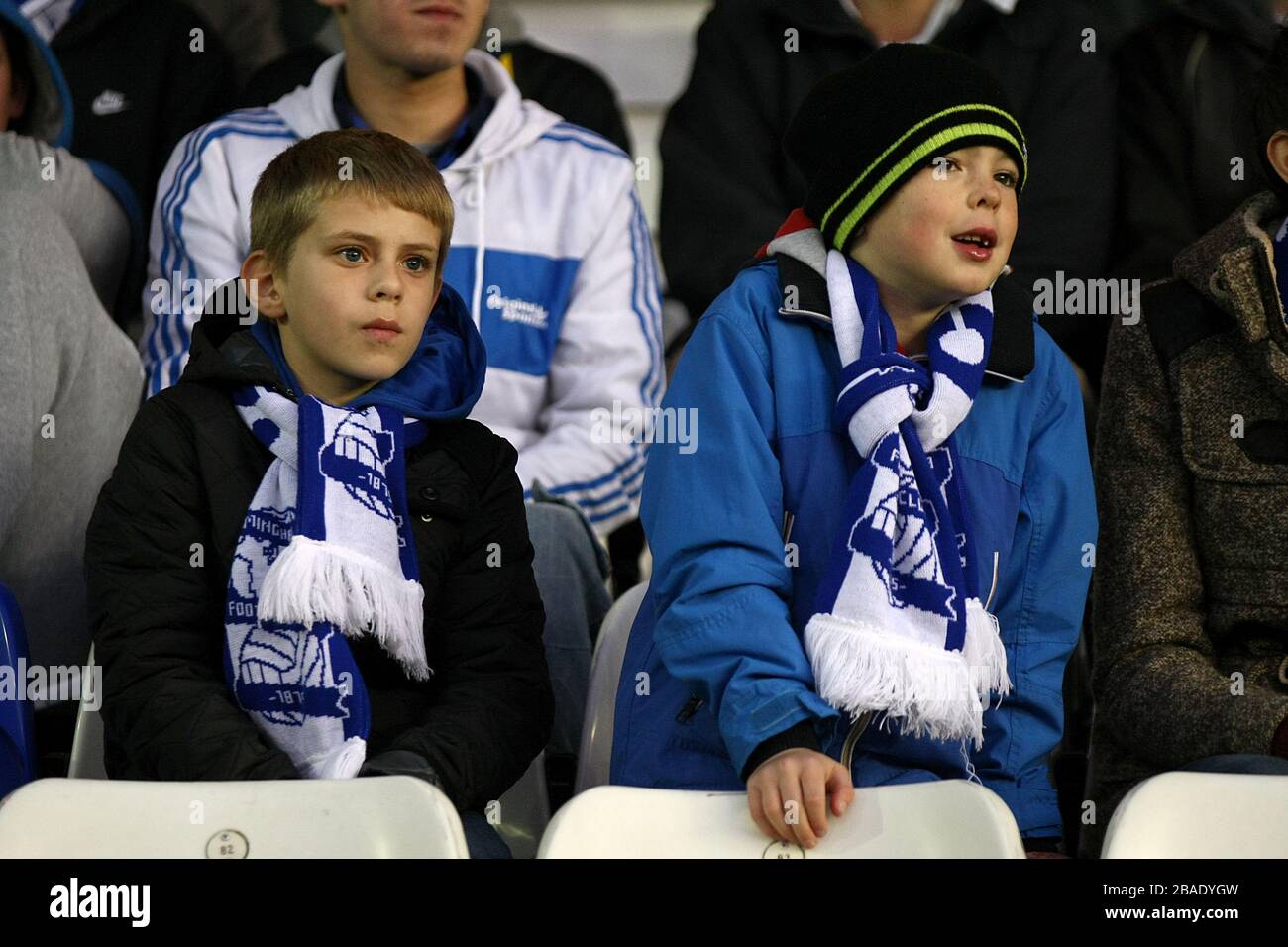 Birmingham City fans dans les peuplements Banque D'Images