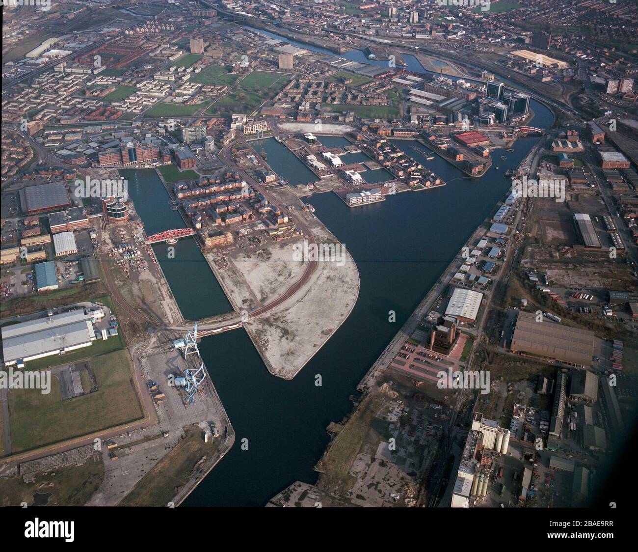 Salford Quays en 1992, montrant les très premiers jours de développement. Manchester, NW England, Royaume-Uni Banque D'Images