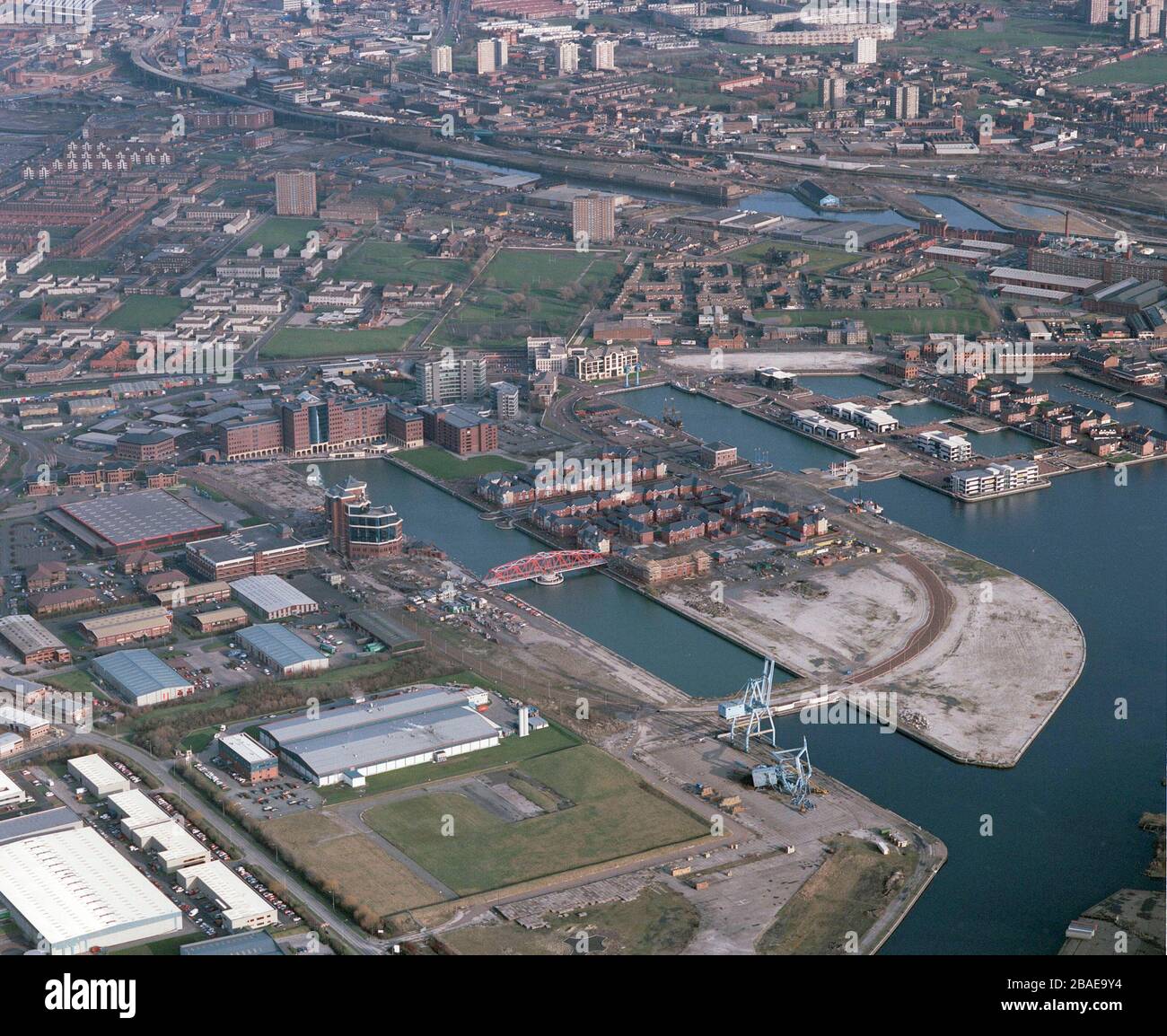 Salford Quays en 1992, montrant les très premiers jours de développement. Manchester, NW England, Royaume-Uni Banque D'Images