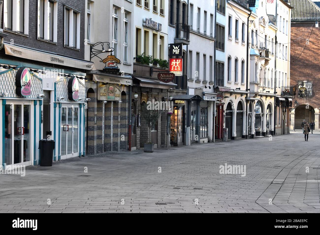 Rues vides à Düsseldorf pendant la crise de Corona, Berger Strasse. Banque D'Images
