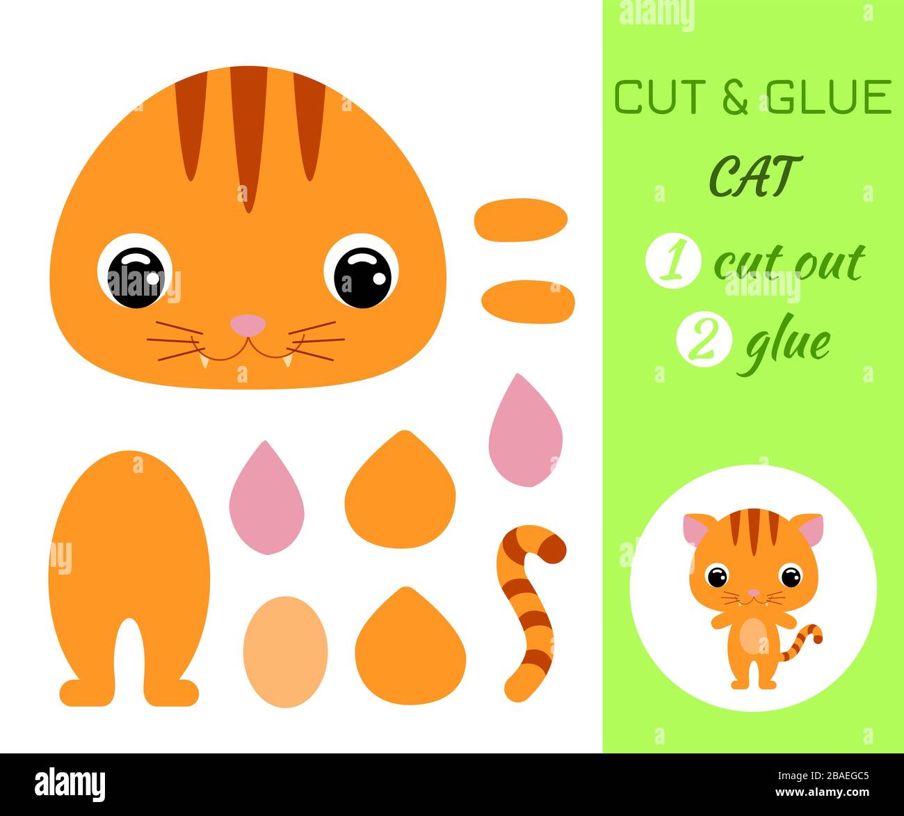 Couper Et Coller Bebe Chat Jeu D Application De Papier Couleur Jeu De Papier Pedagogique Pour Enfants D Age Prescolaire Personnage De Dessin Anime Animal Domestique Vecteur Plat St Image Vectorielle Stock Alamy