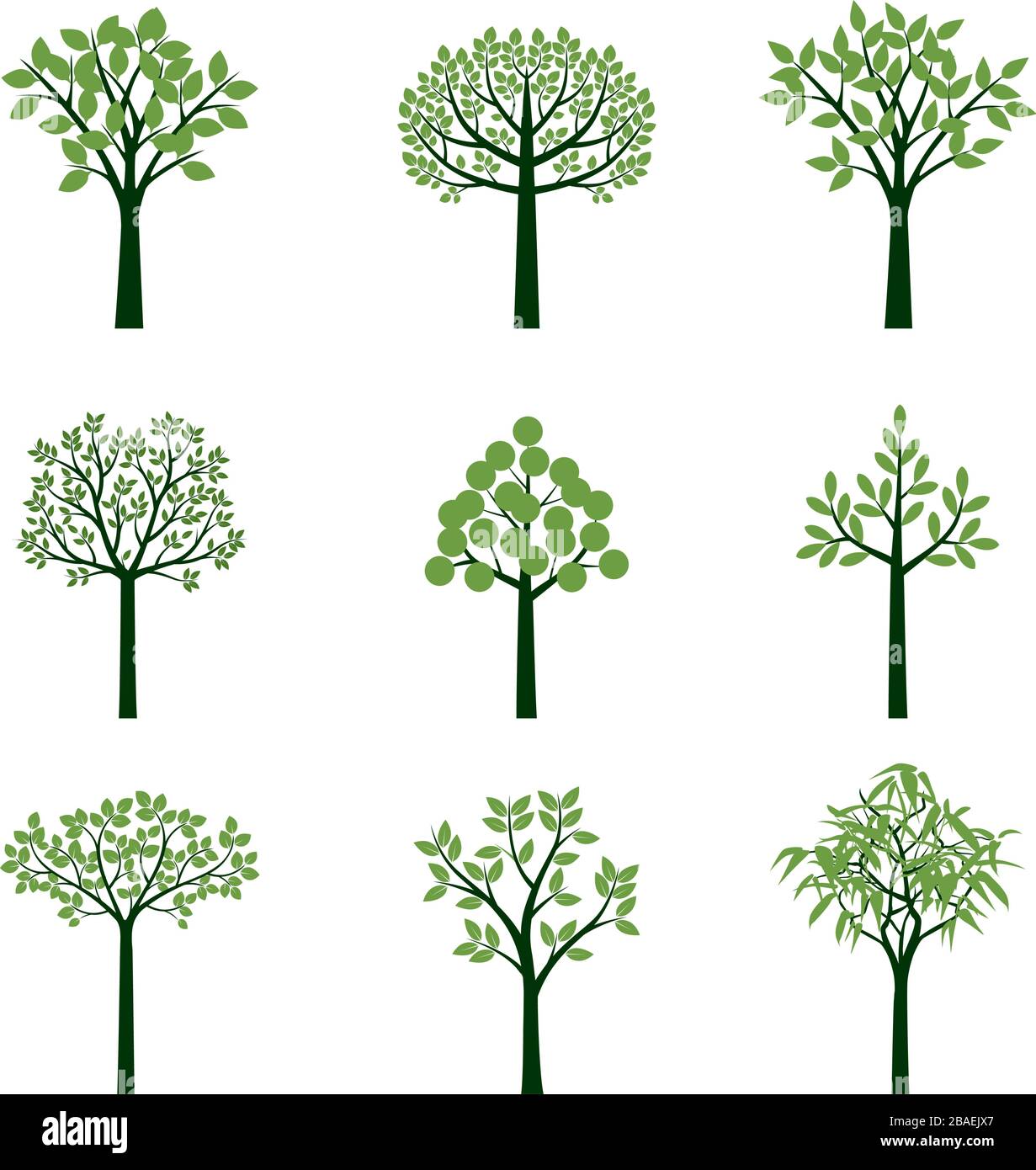 Ensemble d'arbres verts. Illustration vectorielle Illustration de Vecteur