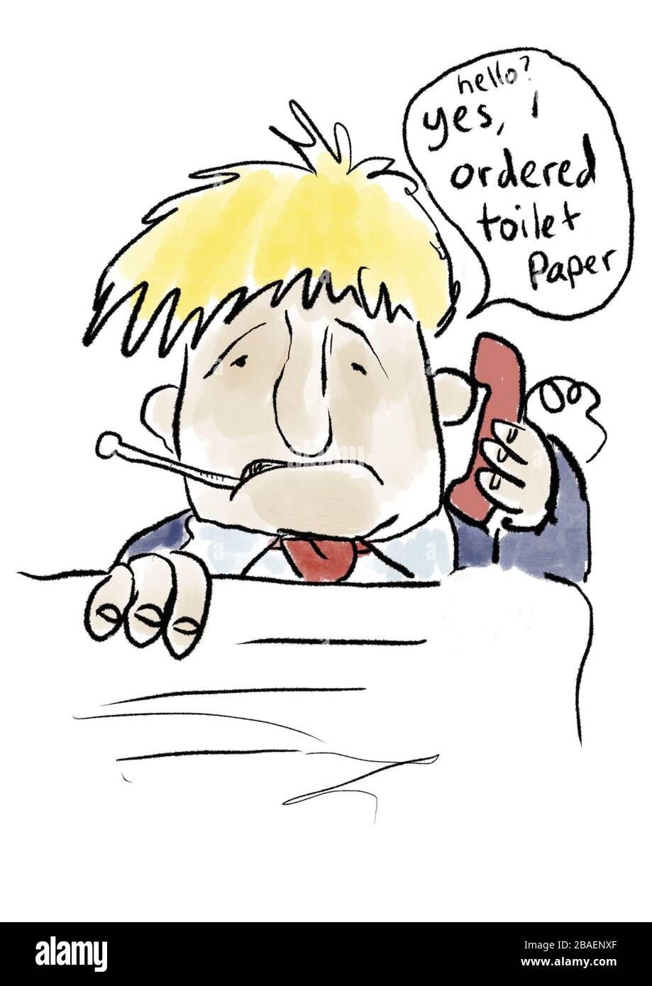 Caricature de Boris Johnson malade Banque D'Images