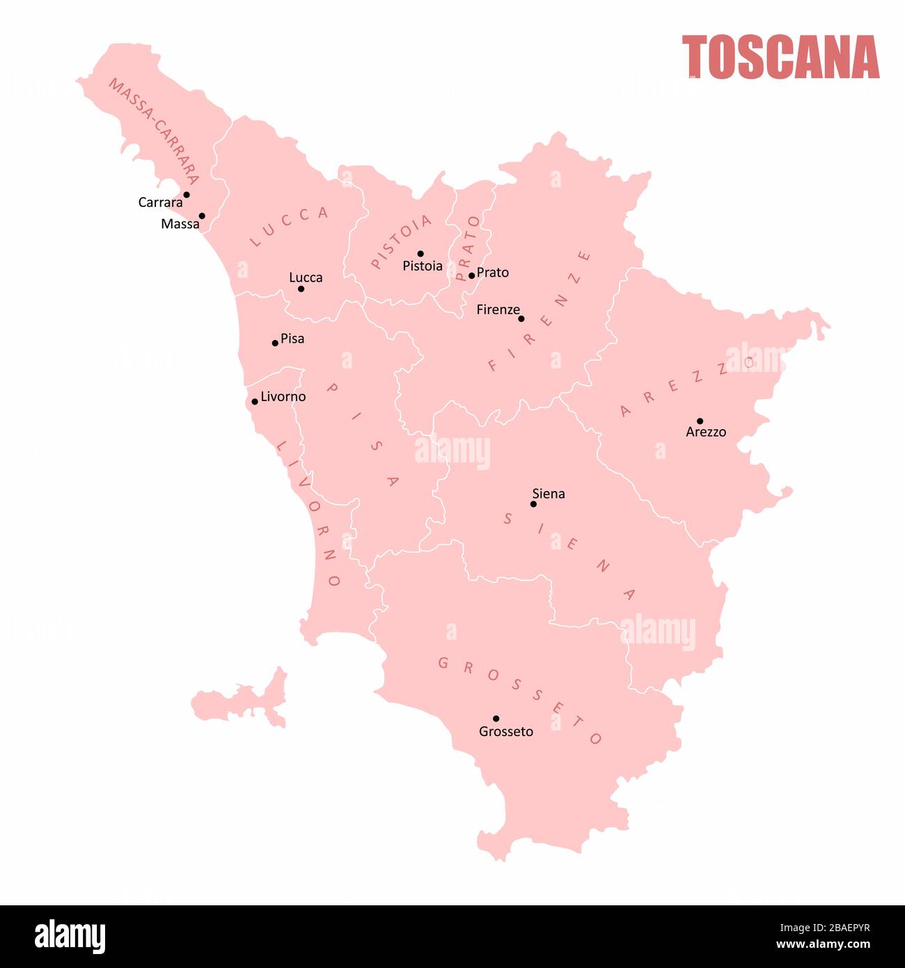 Carte administrative Toscane Illustration de Vecteur