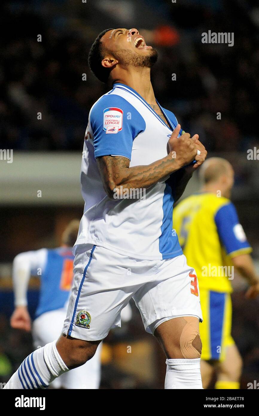 Colin Kazim-Richards de Blackburn Rovers fait une chance manquée Banque D'Images