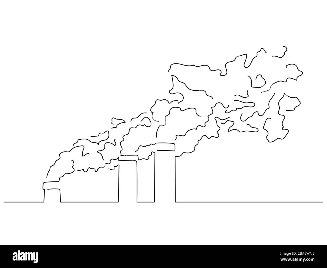 Dessin de ligne isolé en usine, illustration vectorielle. Collecte des changements climatiques. Illustration de Vecteur