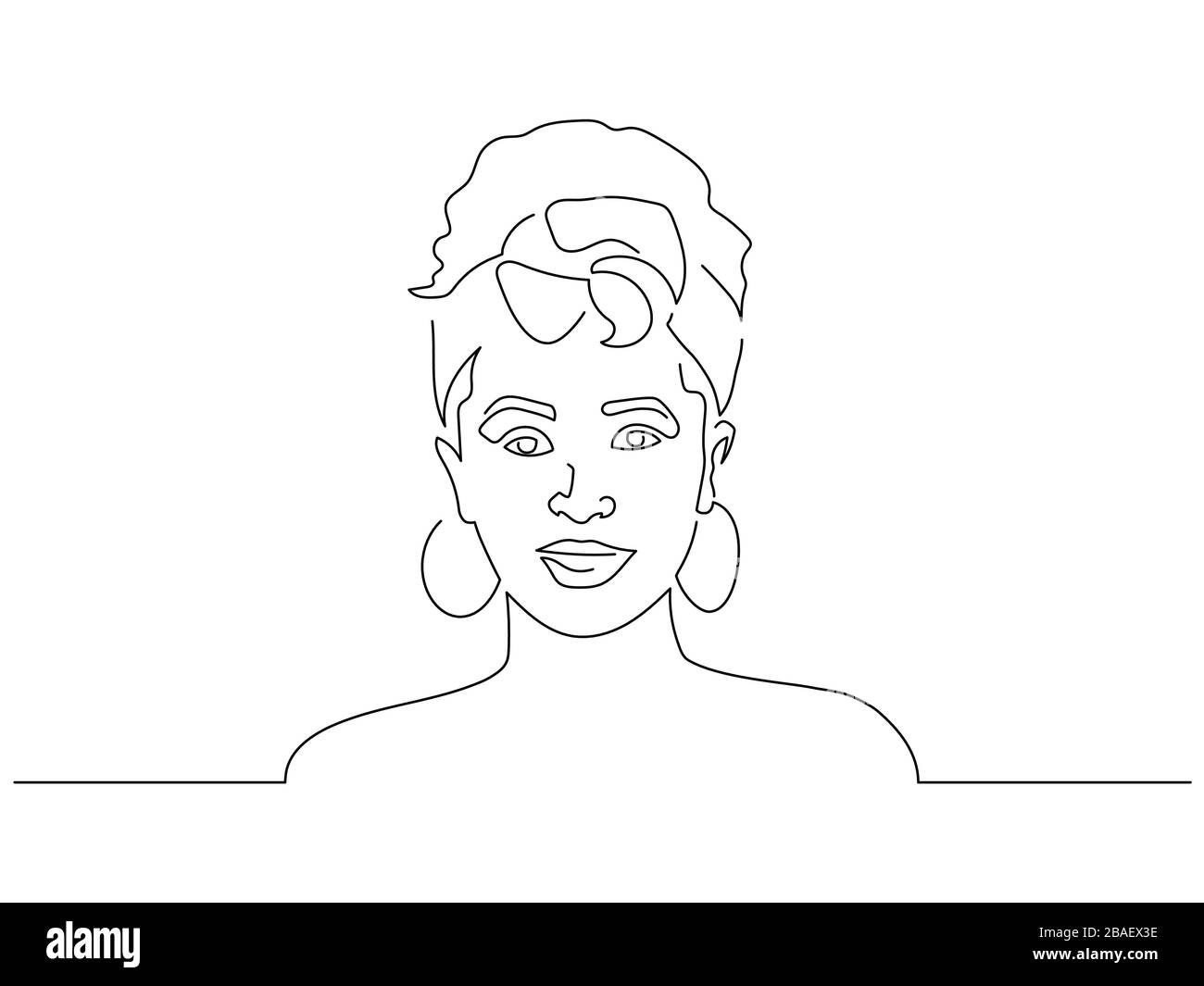 Femme avec fleurs sur le dessin de ligne isolé de la tête, illustration vectorielle. Collection de personnes. Illustration de Vecteur