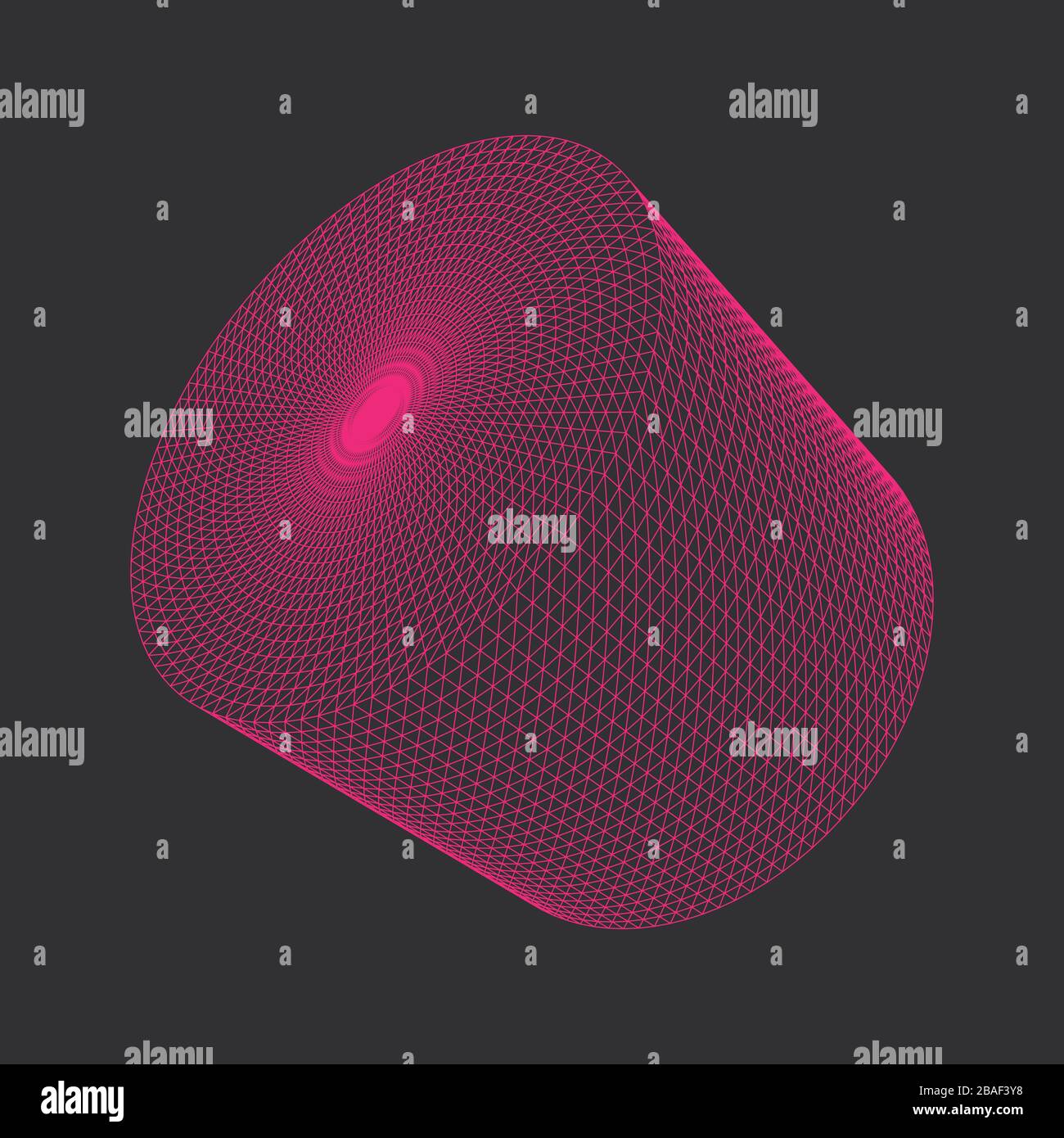 Celinder - Illustration vectorielle avec lignes connectées. Forme polygonale abstraite et forme géométrique simple isolée sur fond sombre. Illustration de Vecteur