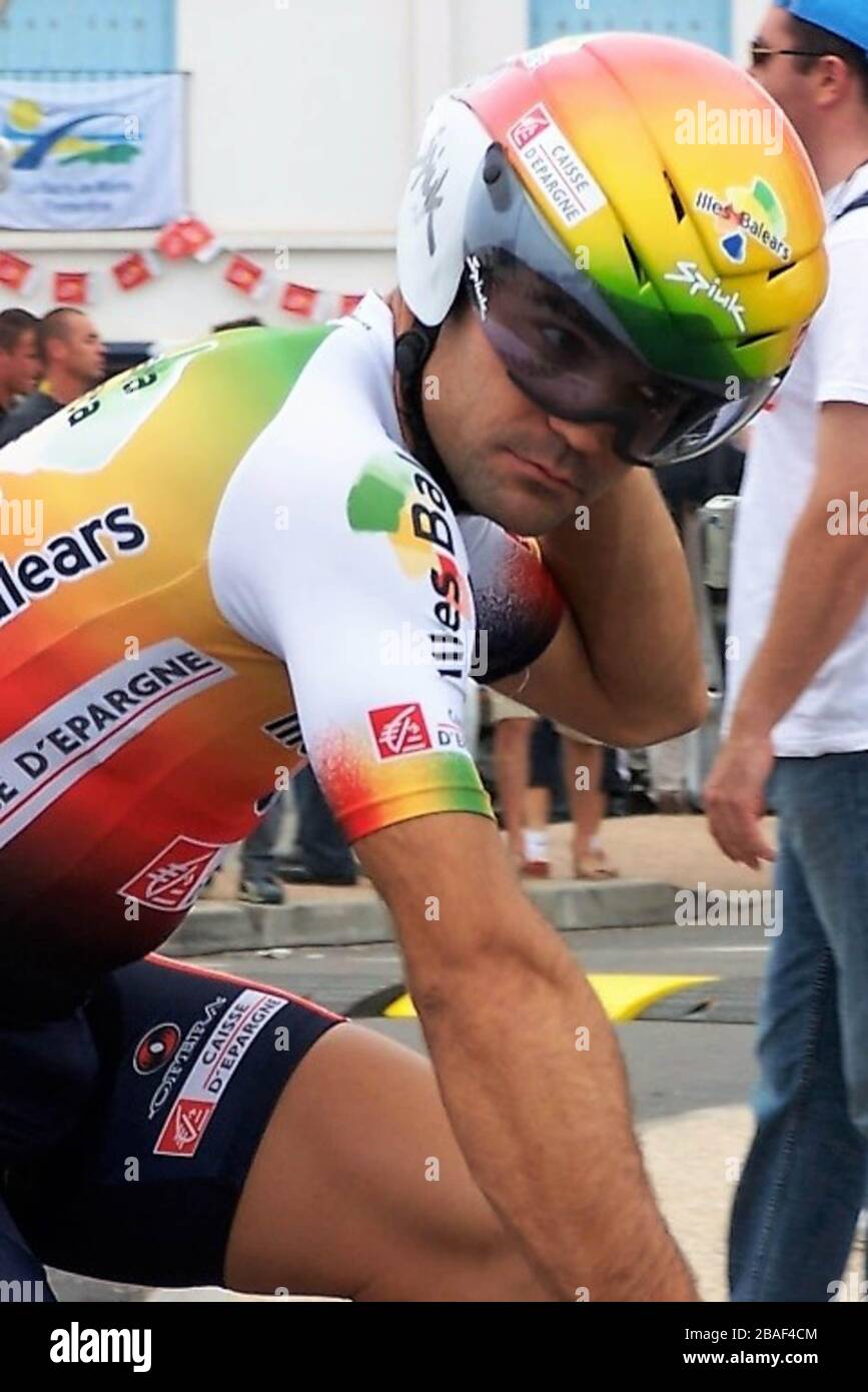 Isaac Gálvez d'Illes Balarars - Caisse d'Epargne lors du Tour de France  2005, Prologue course