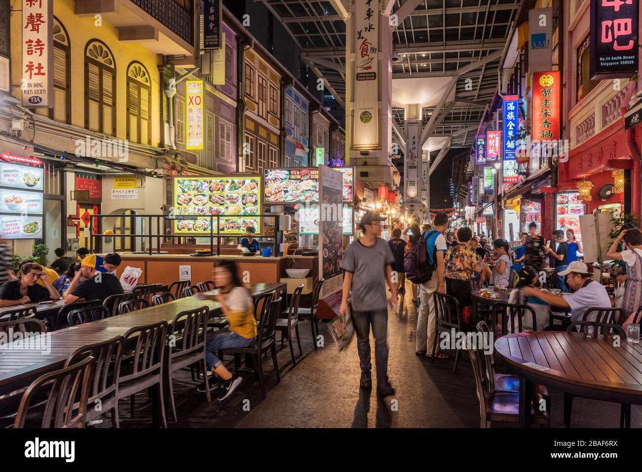 Rue piétonne, Trengganu Street, Chinatown, Singapour Banque D'Images