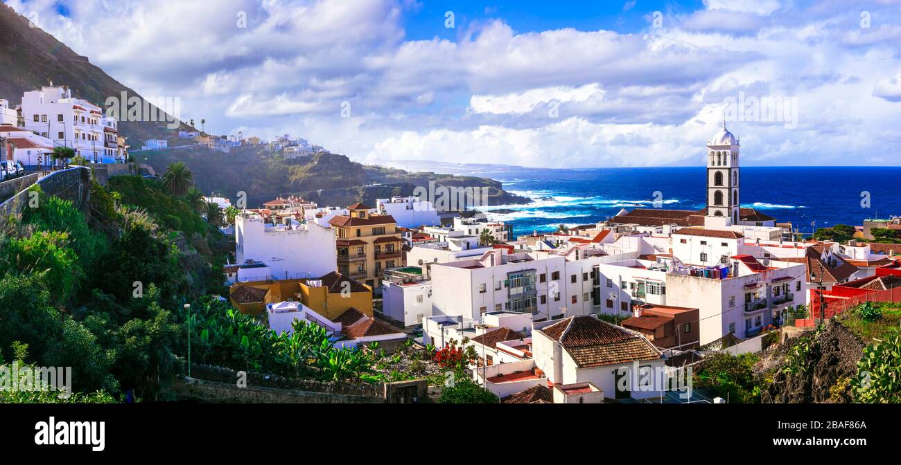 Impressionnant village de Garachico, vue panoramique, île de Tenerife, Espagne. Banque D'Images