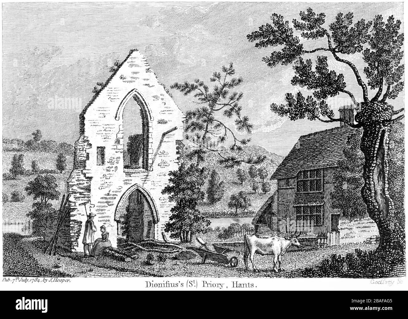 Une gravure de Dionisius's (St.) Prieuré, Hants 1784 (Prieuré de St Dionisius Southampton) numérisé à haute résolution à partir d'un livre publié vers 1786. Banque D'Images