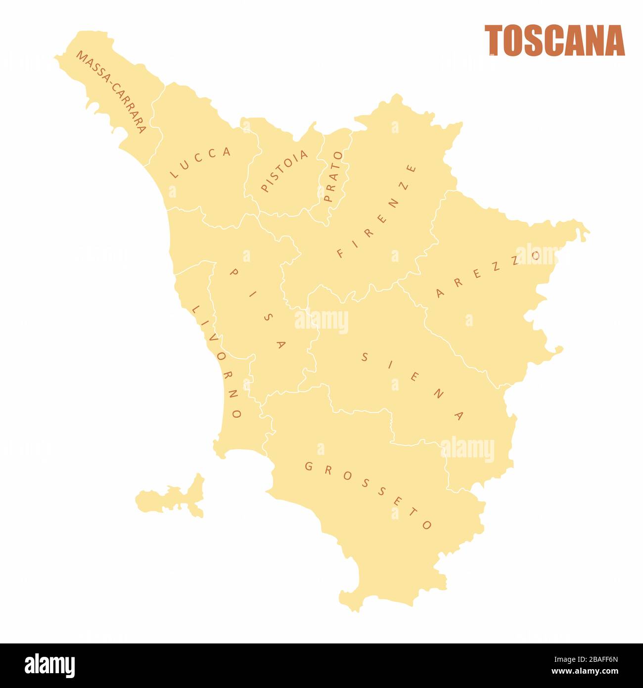 Carte administrative Toscane Illustration de Vecteur