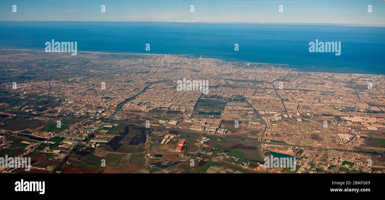 Casablanca, un panorama aérien à bord, Maroc. Banque D'Images