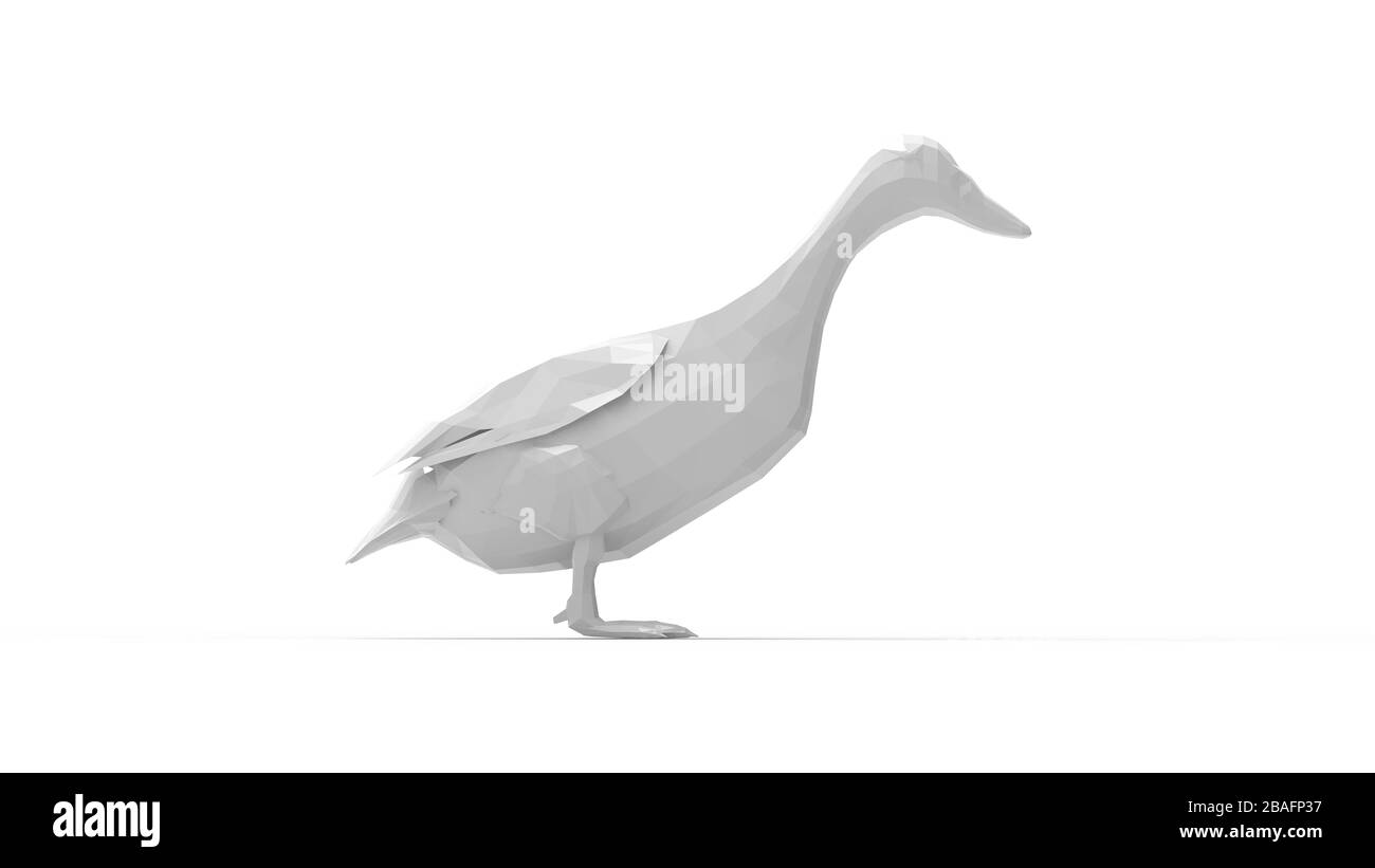 Rendu tridimensionnel d'un petit modèle blanc d'oiseau de canard isolé sur blanc Banque D'Images