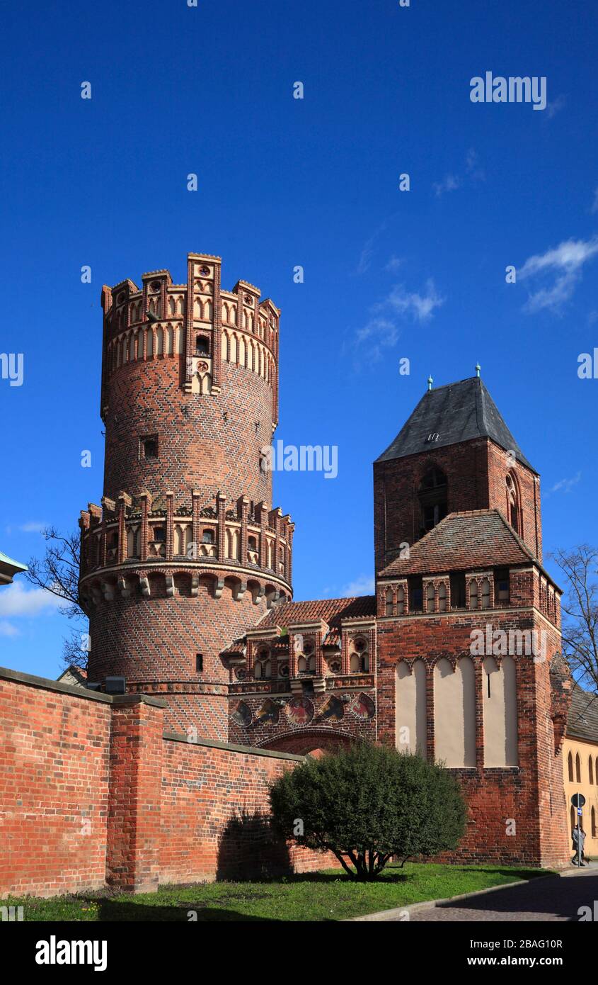City gate Neustädter Tor, Tangermuende, Tangermünde, Altmark, Saxe-Anhalt, Allemagne, Europe Banque D'Images
