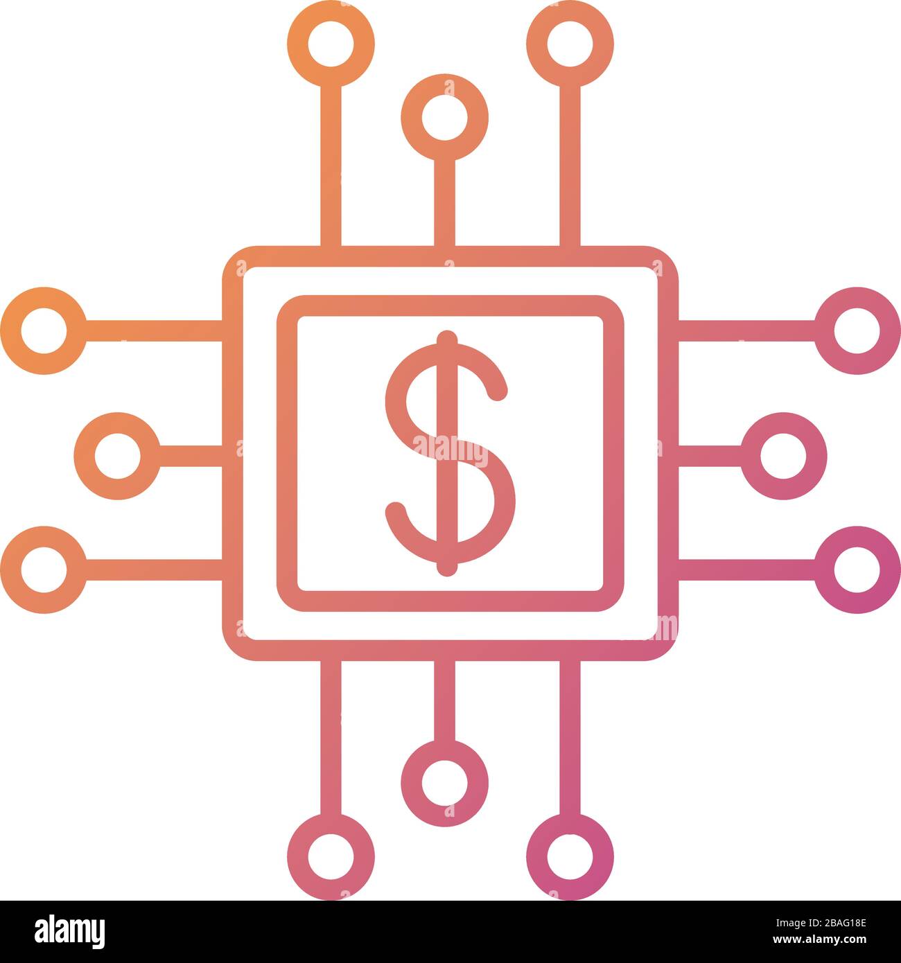 Ordinateur processeur avec symbole dollar paiement ligne en ligne style dédégradé Illustration de Vecteur