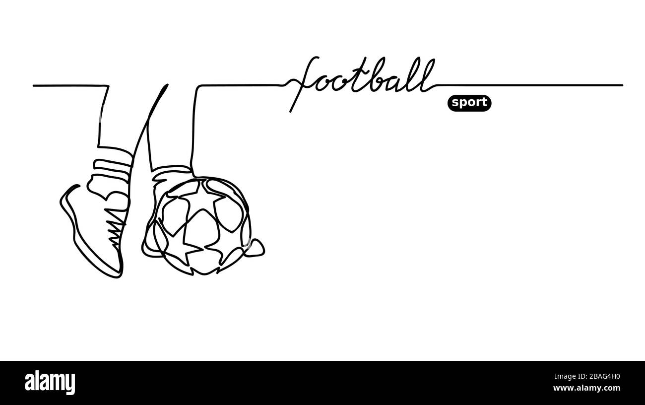 Bannière vectorielle football ou football. Doodle avec jambes qui frappent le ballon. Illustration de Vecteur