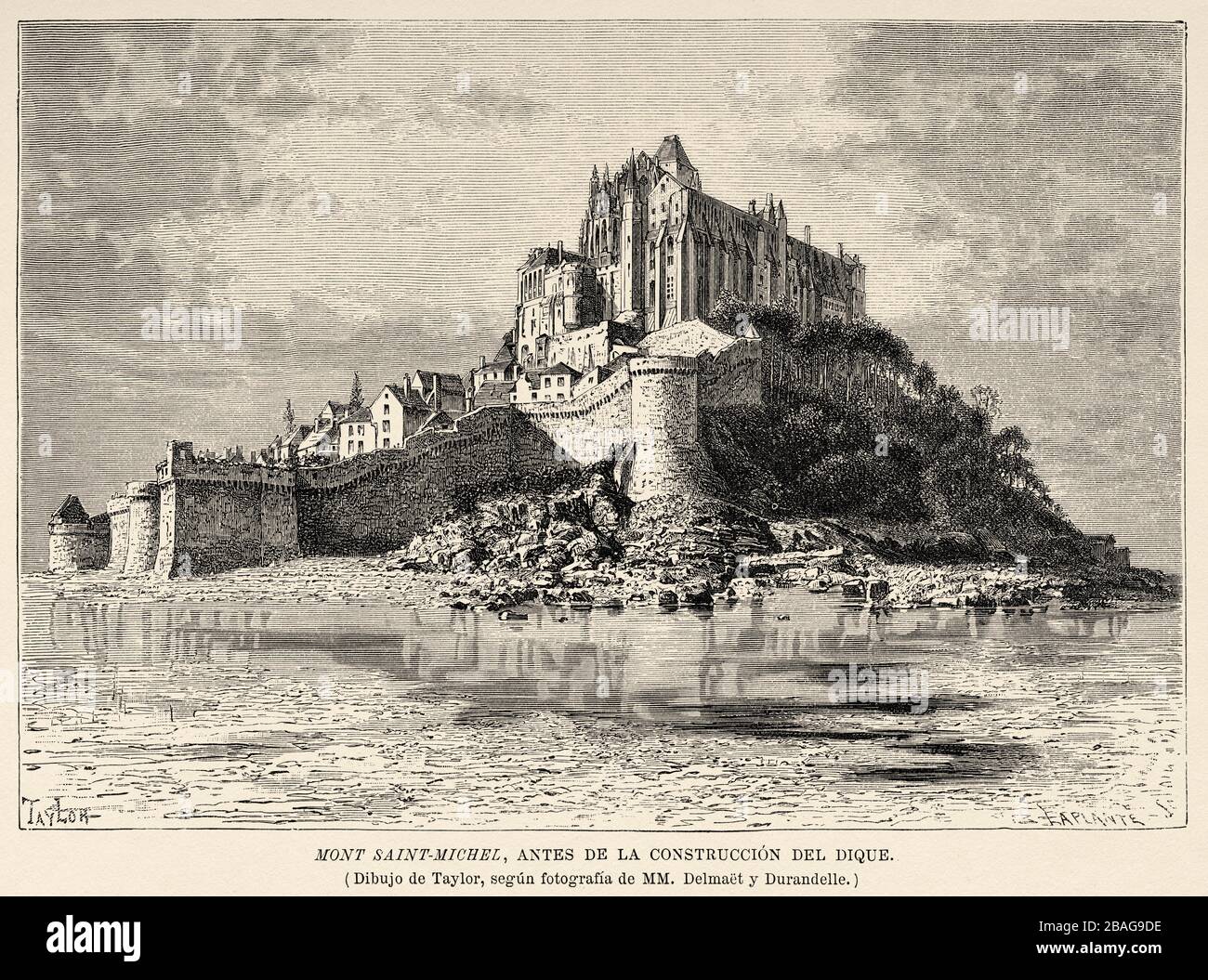 Le Mont SaintMichel avant la construction de la digue, île de la côte