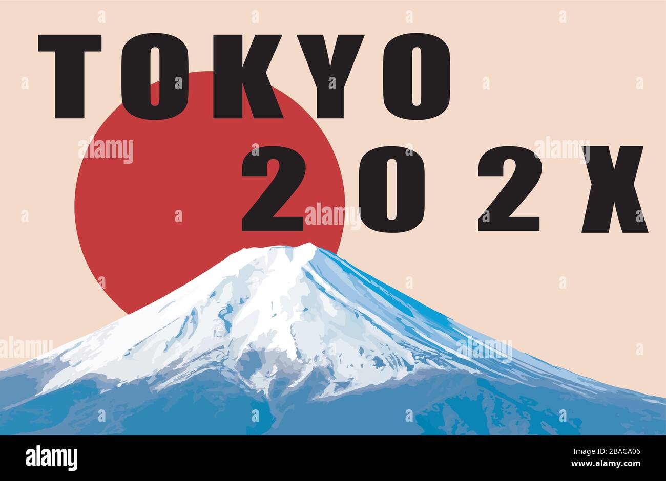 Texte de Tokyo et 202 X avec un soleil rouge en arrière-plan Illustration de Vecteur